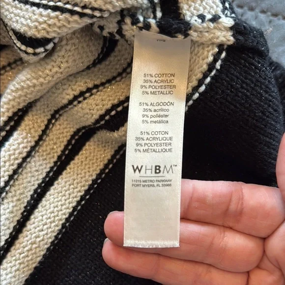 White House Black Market Ribbed Black and Cream Sweater Tank Top - Picture 8 of 12